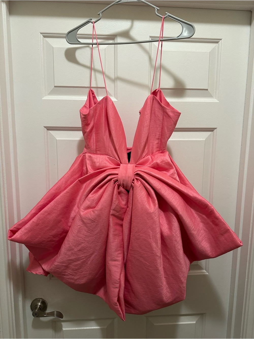 Pink Spaghetti-Strap Chemise with Bow-Front Detail
